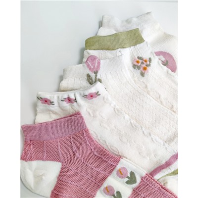 Короткие носки р.35-40 "Flowers" Комплект - 5 пар