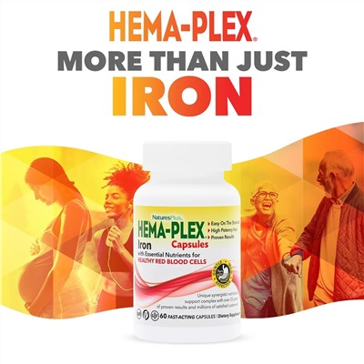 NaturesPlus, Hema-Plex, комплекс с железом, 60 капсул быстрого действия