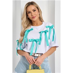 Футболка трикотажная белая с пришивным декором