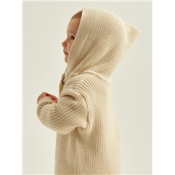 Кардиган вязаный с капюшоном SL Home, рост 74-80 см, молочный