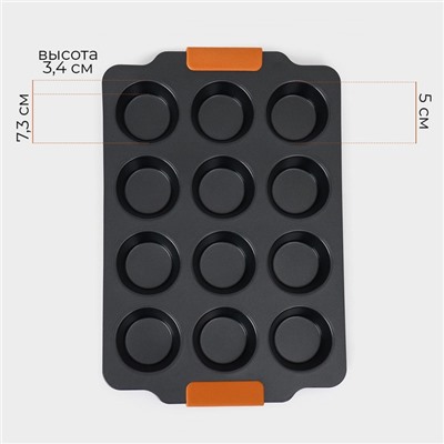 Форма для выпечки Magistro «French Bakery. Круг», 39×26.3×3.4 см, 12 ячеек, антипригарное покрытие