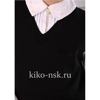 88259 Жилет для девочки удлиненный Черный/134