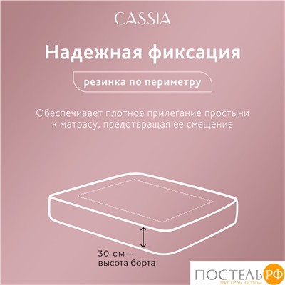 CASSIA АДЭМ Простыня на резинке 160х200+30, 1 пр., хл./сатин белый/коричневый