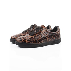 03-B6C-7PC BROWN/LEOPARD Кеды женские (натуральная кожа)