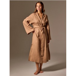 Халат домашний женский SL Linen Home, кофейный