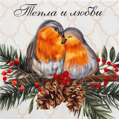 Полотенце кухонное новогоднее «Этель» Winter robin, 40×73 см, 100% хлопок, саржа 190 г/м²