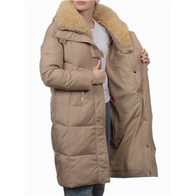 9101 BEIGE Пальто зимнее женское (170 гр. холлофайбер)