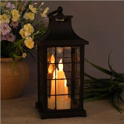 Светильник фонарь настольный 33 см три свечи / YR1369B /уп 24/от батареек