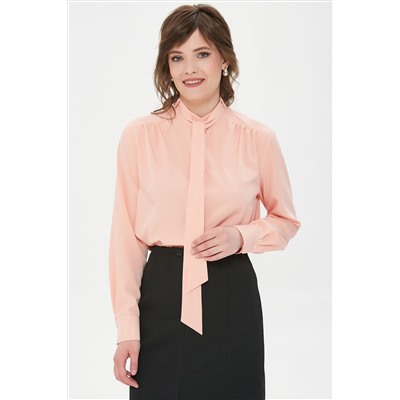 Блузка с бантом персикового цвета