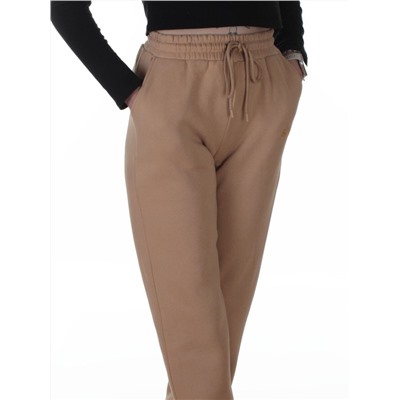 2623 BEIGE Штаны утепленные спортивные женские (85% хлопок, 10% полиэстер, 5% спандекс)