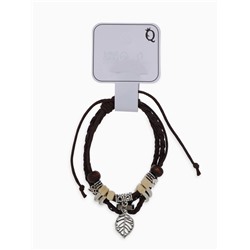 Браслет кожа «Лист» резной, 2 нити, цвет бело-коричневый, d=5 см