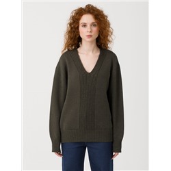 Джемпер вязаный тёмно-оливковый