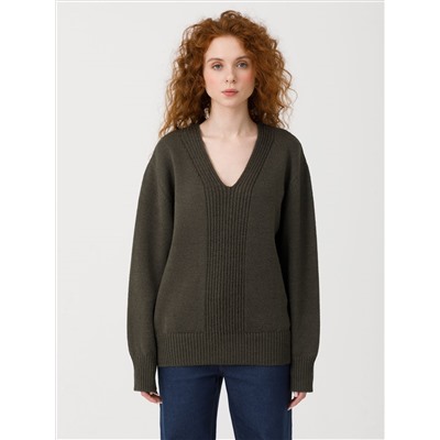 Джемпер вязаный тёмно-оливковый