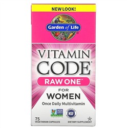 Garden of Life, Vitamin Code, RAW One, мультивитаминная добавка для женщин (для приема 1 раз в день), 75 вегетарианских капсул