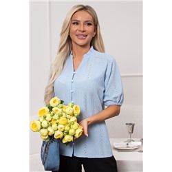 Блузка голубая из полотна шитьё Гиацинт №2