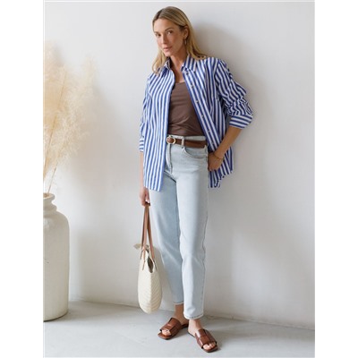 Джинсы мом фит из эластичного плотного денима