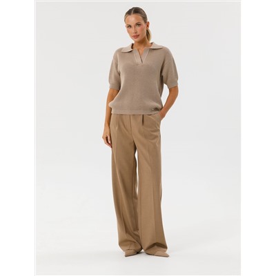 Блузка поло вязаная бежевая