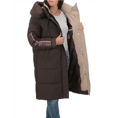 2098 DK.BROWN Пальто зимнее женское (200 гр .холлофайбер)