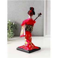 Кукла коллекционная «Японка в цветочном кимоно с музыкальным инструментом», 30×12.5×12.5 см
