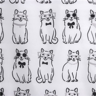 Штора для ванноы Доляна Cats, 180×180 см, полиэстер, белая