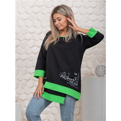 853 Туника "черный/салатовый"