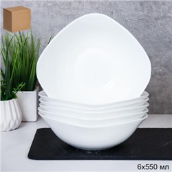 Набор суповых квадратных тарелок 6 штук 550 мл / KWDR65 (white ) /уп 8/