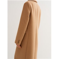 Песочное прямое пальто