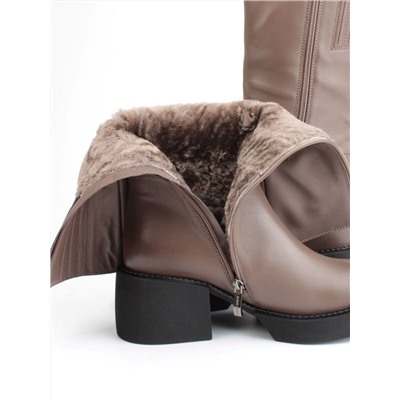 02-FI908-3M BROWN Сапоги зимние женские (натуральная кожа, натуральный мех)