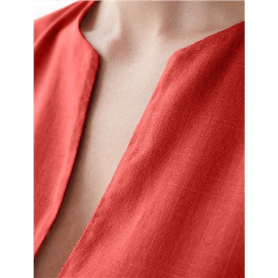 Свободный топ с V-вырезом и цельнокроеным коротким рукавом изо льна с вискозой