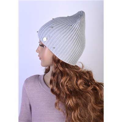 36 Шапка "бусинки"  одинарная серо-голубой/шт