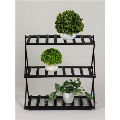 Подставка для цветов Greengo, 3 полки, 50 × 25 × 46 см, напольная, бамбук, чёрная