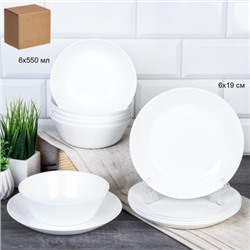 Столовый набор 12 предметов Евро 12FLML756 (WHITE) (уп 4)