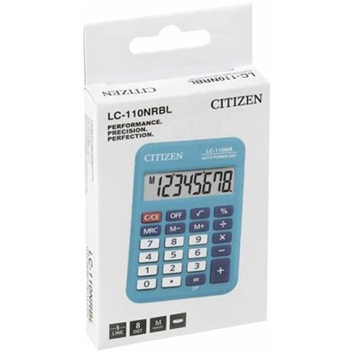 Калькулятор   8 разр. Citizen Cool4Sch карманный, питание от батарейки, голубой LC-110NR-BL