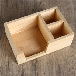 Салфетница деревянная «Прямоугольник», 3 отделения, 15×23×8.5 см, сосна