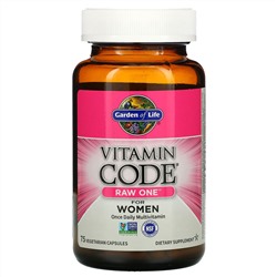 Garden of Life, Vitamin Code, RAW One, мультивитаминная добавка для женщин (для приема 1 раз в день), 75 вегетарианских капсул