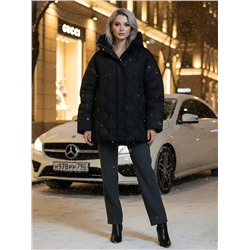 Куртка женская демисезонная с капюшоном черного цвета 1140Ch