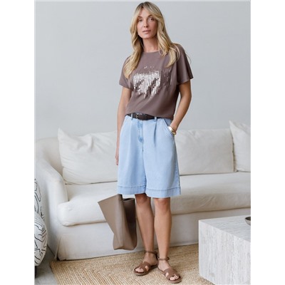 Нарядная футболка с принтом пайетками