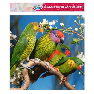 Алмазная мозаика «Попугаи», 40 × 50 см, без подрамника, частичное заполнение