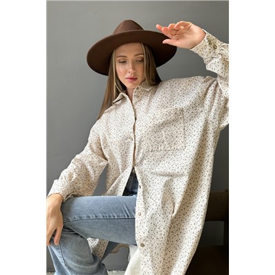 Рубашка женская  HUG077/02/Молочный, коричневый