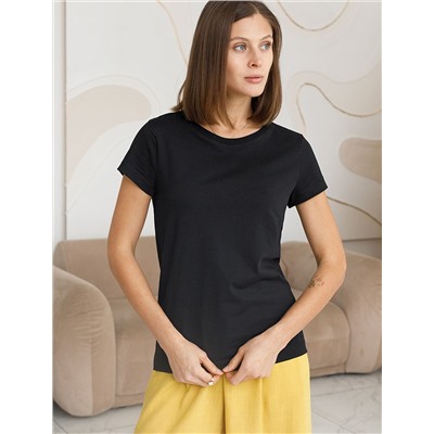 Базовая футболка полуприлегающая из премиального хлопка с эластаном