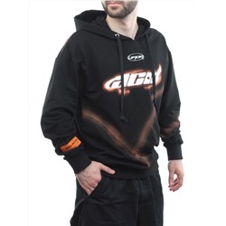 2652 BLACK/ORANGE Толстовка мужская (75% хлопок, 20% полиэстер, 5% спандекс)