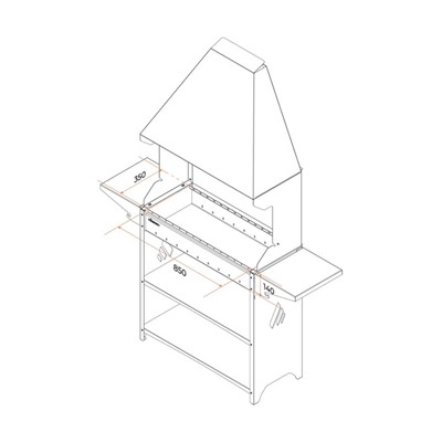 Мангал Professional Standart Zont PSZ3000, 158.2×41.2×207.9 см, 3 мм, полки, с крышей