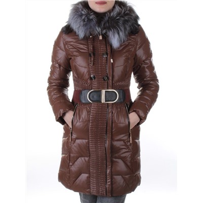 YM-019 BROWN Пальто зимнее удлиненное KSA