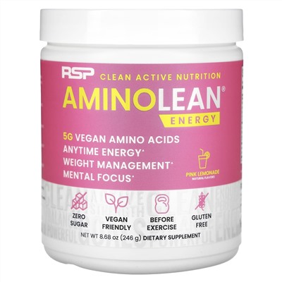 RSP Nutrition, AminoLean, Energy, со вкусом розового лимонада, 246 г (8,68 унции)