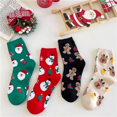 Носочки новогодние НАБОР 4 пары (Размер универсальный 35-40)