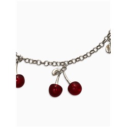 Цепь с подвесками «Вишня», 40 см, красная в серебре