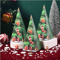 Набор из 4 подарочных складных коробок "ЁЛОЧКИ". Размер: 18,5*7,5 см.