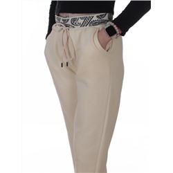 2611 LT. BEIGE Штаны утепленные спортивные женские (85% хлопок, 10% полиэстер, 5% спандекс)