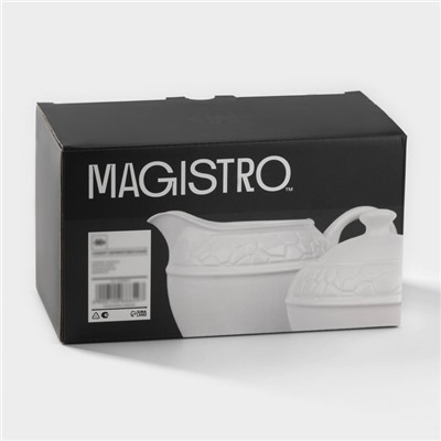 Набор сервировочный Magistro Rodos, 2 предмета: молочник 300 мл, сахарница 300 мл, фарфор, белый