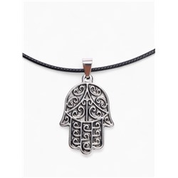 Кулон на шнурке «Рука Хамса» оберег, цвет чернёное серебро на чёрном шнурке, 40 см